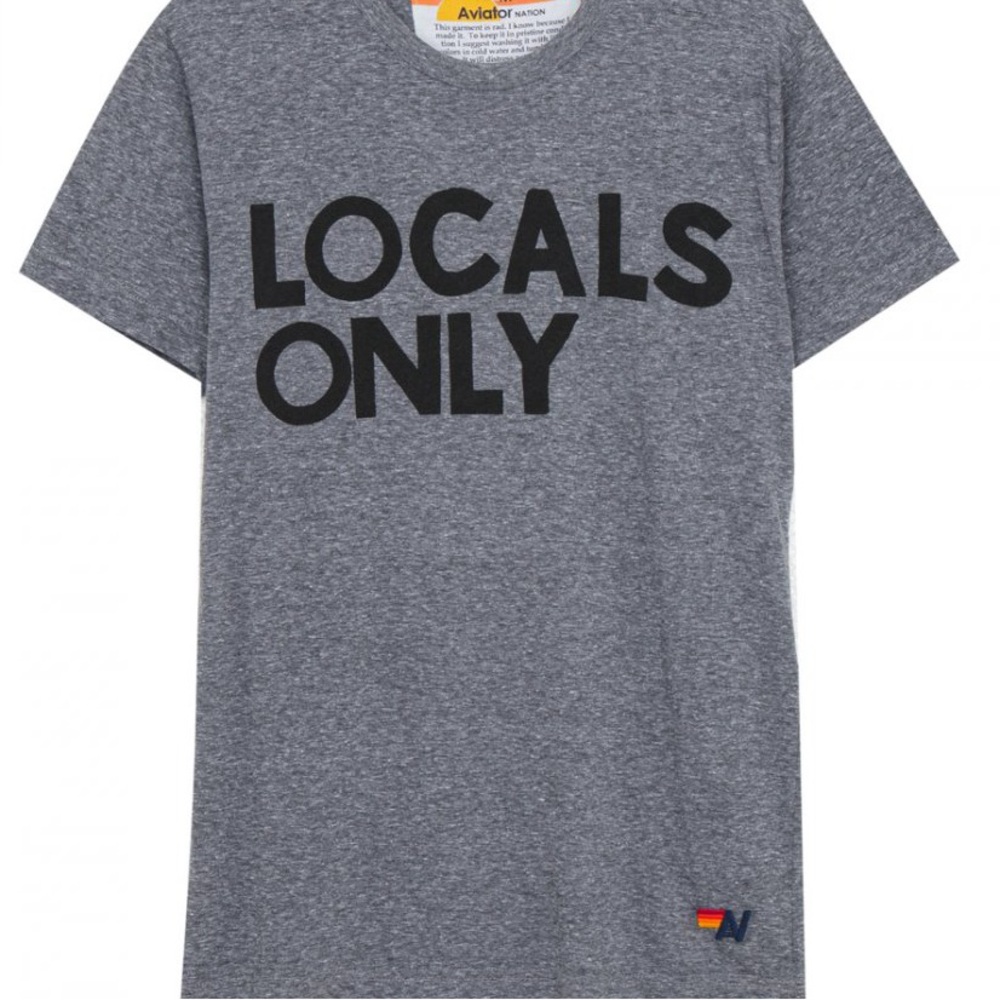 Aviator Nation Locals Only Crew Tee in Heather Grey, XXL
